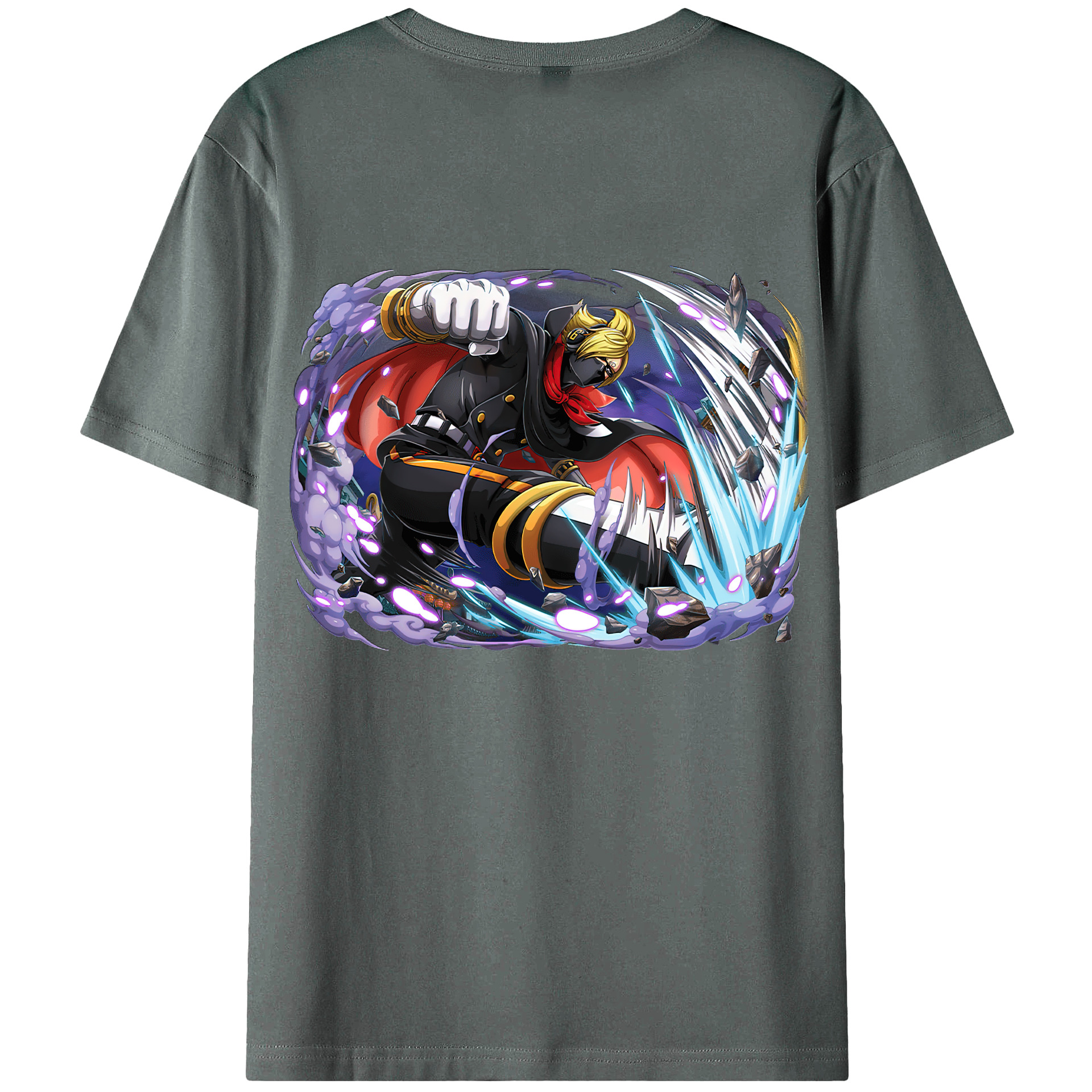ワンピース ロロノア・ゾロ ONE PIECE Roronoa Zoro 綿100％ メンズ半袖Tシャツ（バックプリント） 通気性